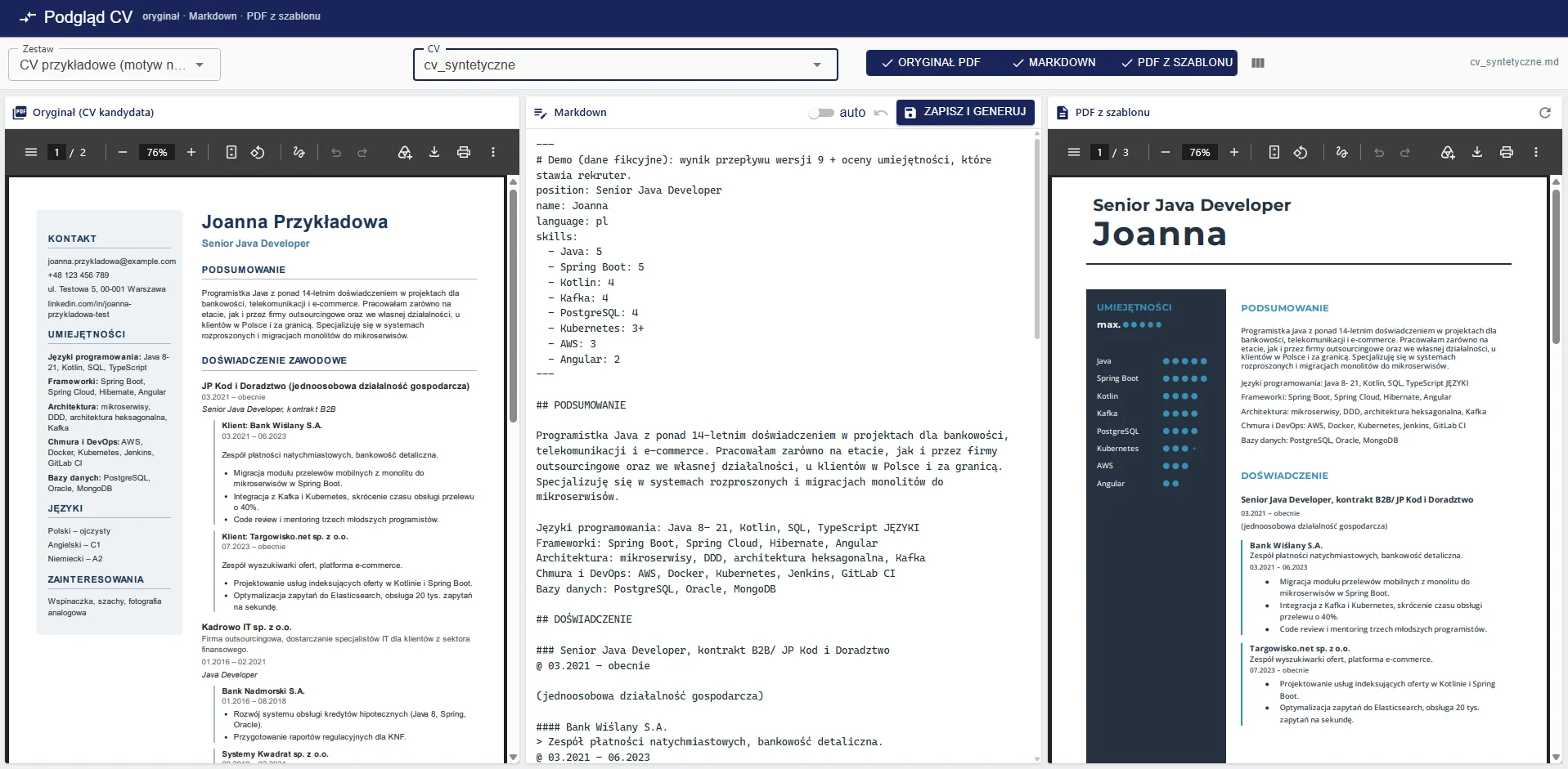 Profil kandydata na szablonie firmy - bez przepisywania i bez zmyślania