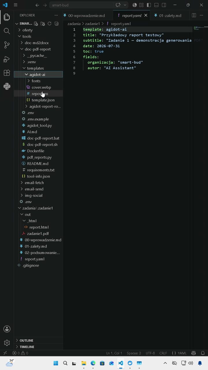 Plik konfiguracyjny raportu report.yaml